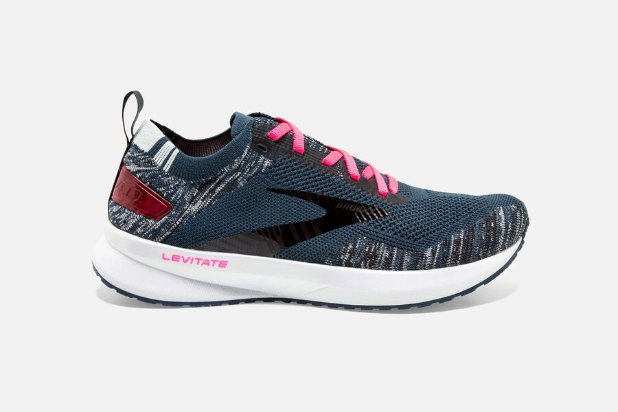 Brooks Levitate 4 Road Loopschoenen Dames - Donkerblauw/Zwart/Roze - 086354AOW